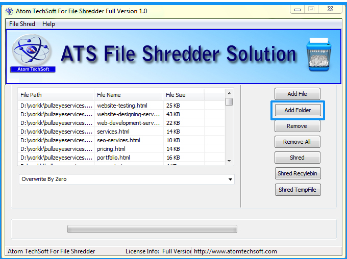 Windows 10 Atom TechSoft File Shredder Software full