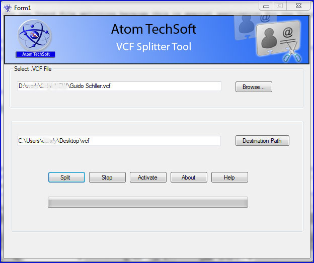 Windows 8 Atom Tech Soft VCF Splitter Tool full